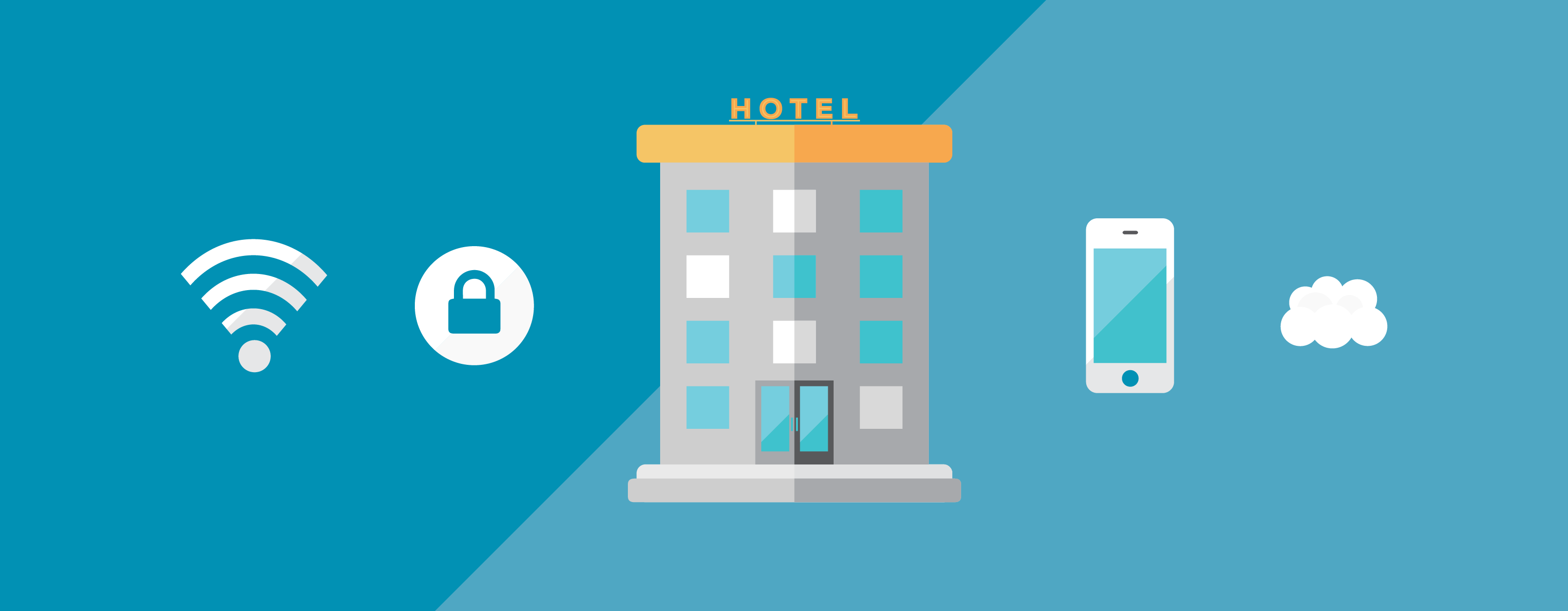 Illustrated graphic, business technology for hotels