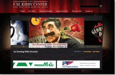 The F.M. Kirby Center website screenshot