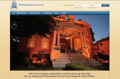 Westmoreland Club website screenshot