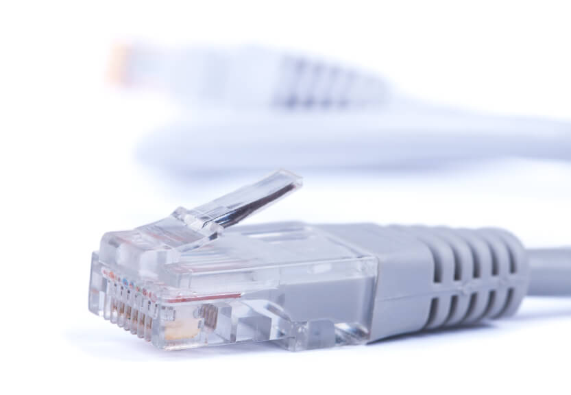 Closeup of an Ethernet cord
